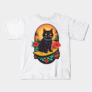 Tropical Vintage Kitty Kids T-Shirt